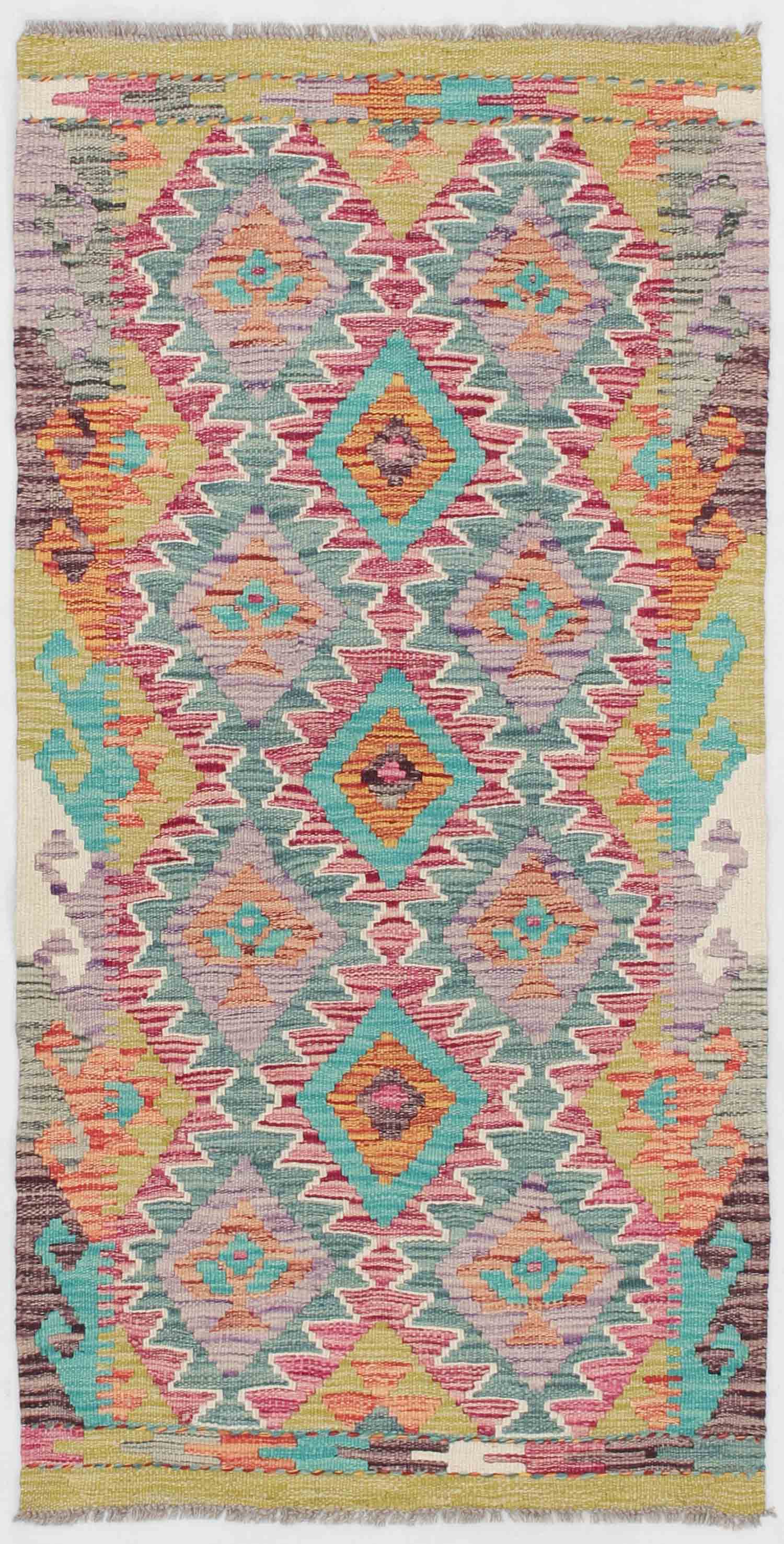 2' 6" x 4'  Multy Handmade Veggie Dye Kilim Rug Rectangular