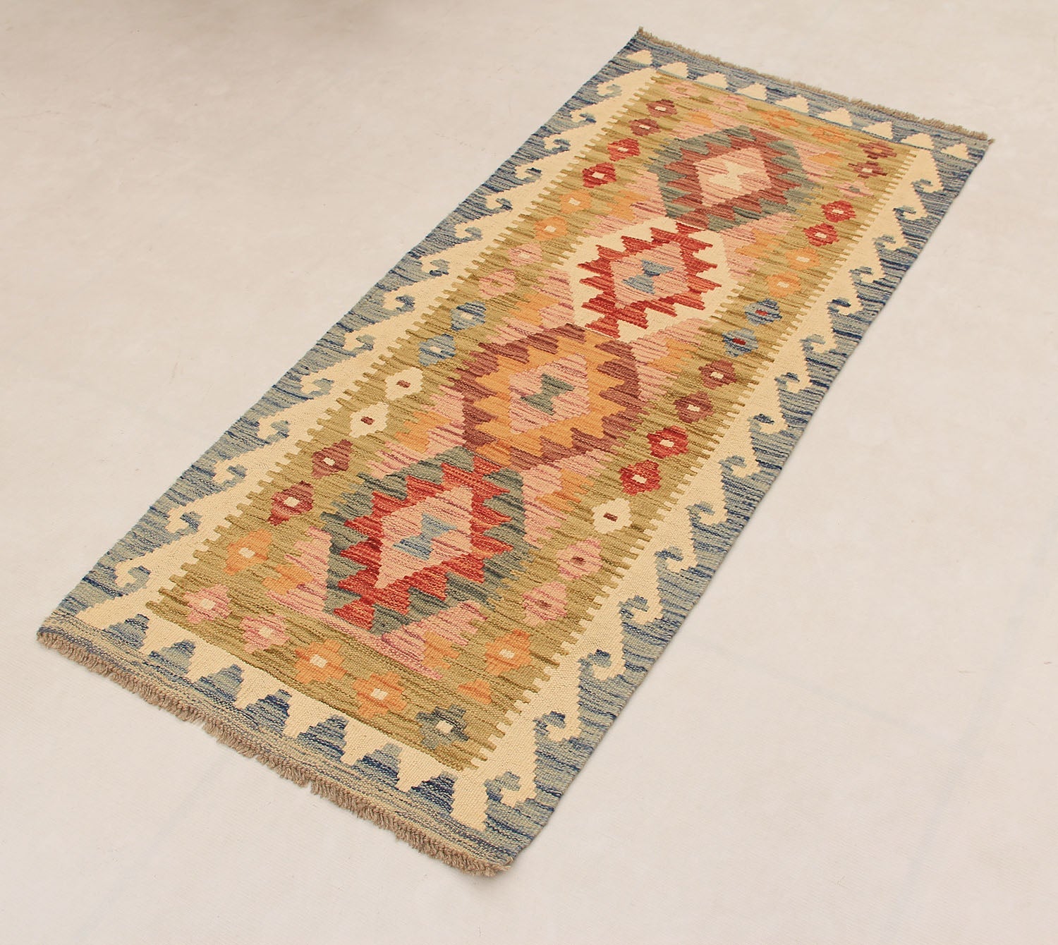 2' X 5'  Multy Handmade Veggie Dye Kilim Rug Rectangular