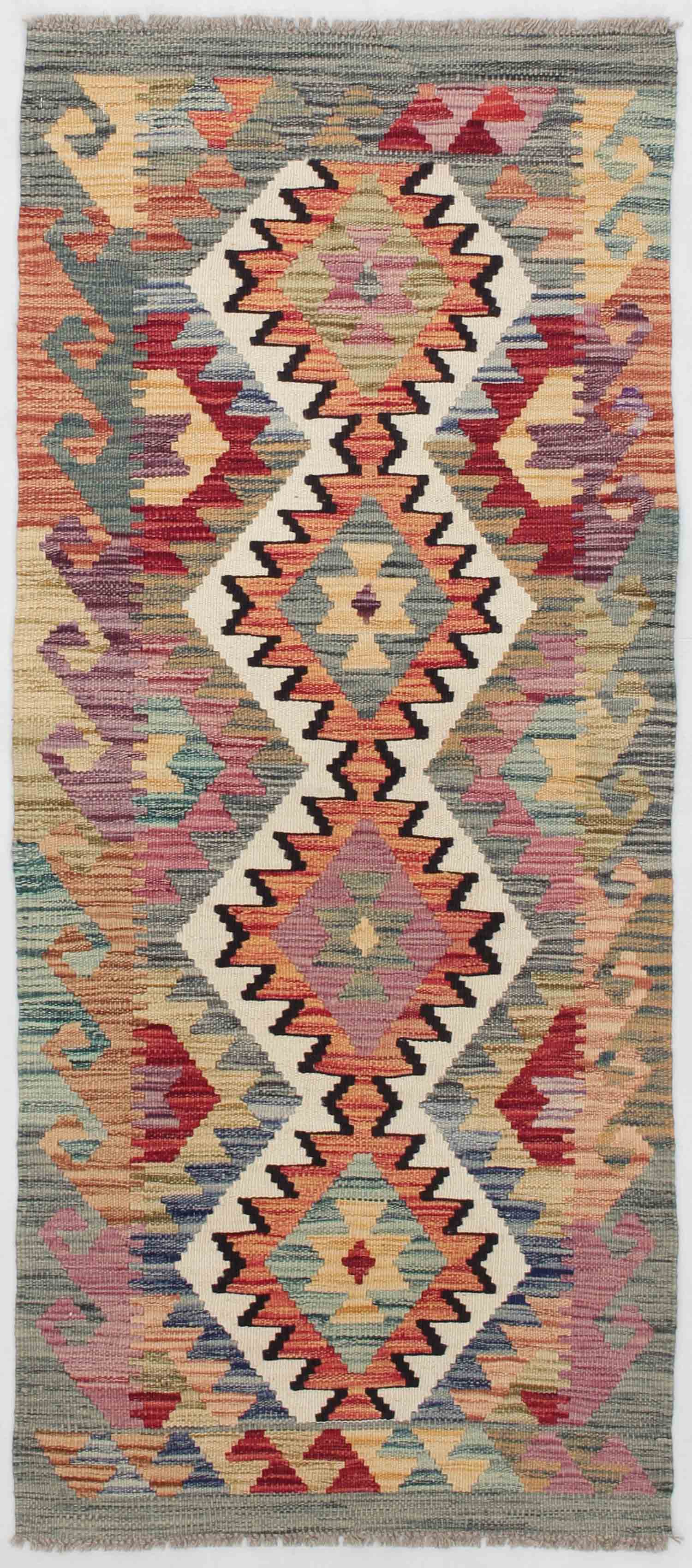 2' X 5'  Multy Handmade Veggie Dye Kilim Rug Rectangular