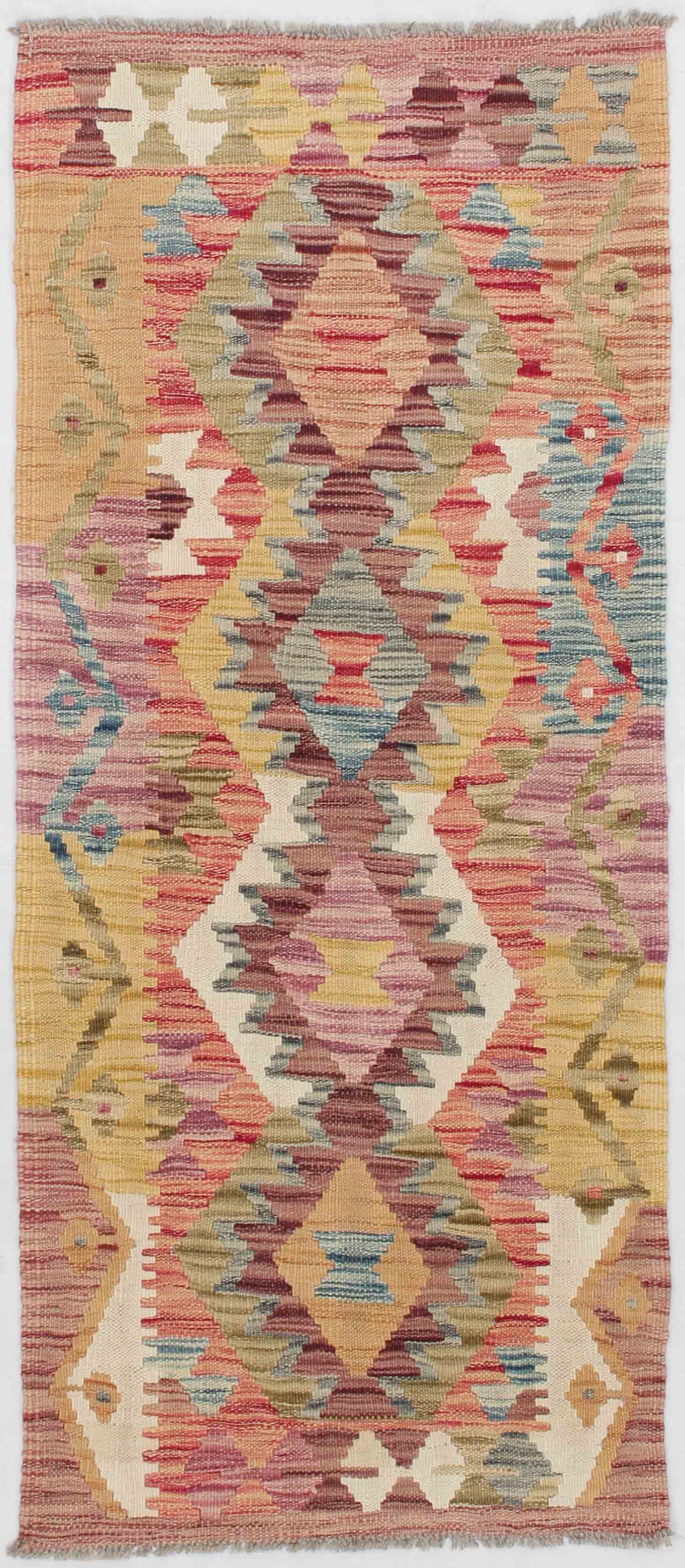 2' X 5'  Multy Handmade Veggie Dye Kilim Rug Rectangular