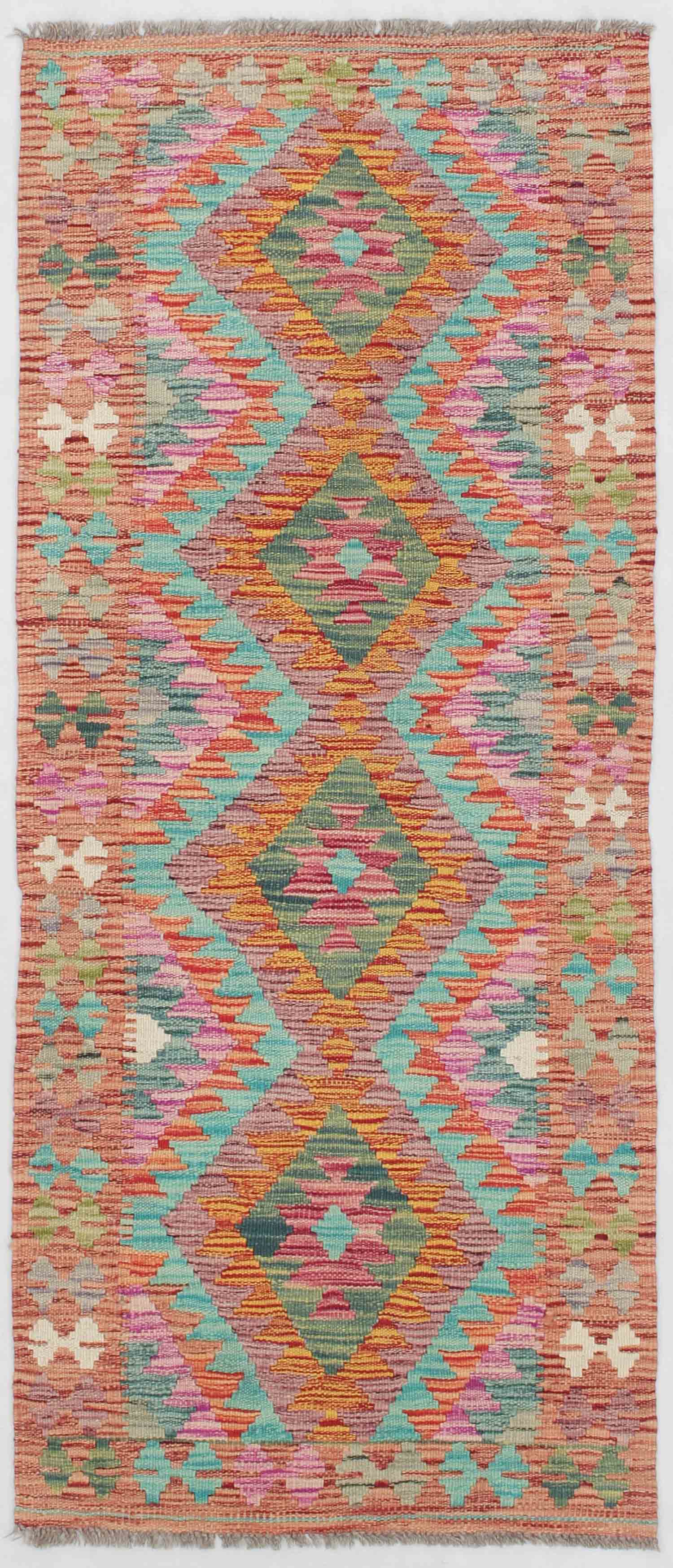2' X 5'  Multy Handmade Veggie Dye Kilim Rug Rectangular