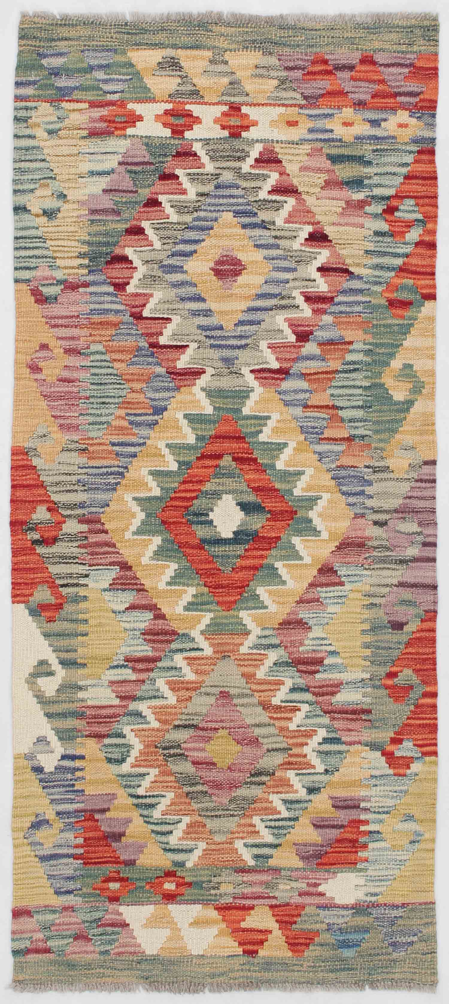 2' X 5'  Multy Handmade Veggie Dye Kilim Rug Rectangular