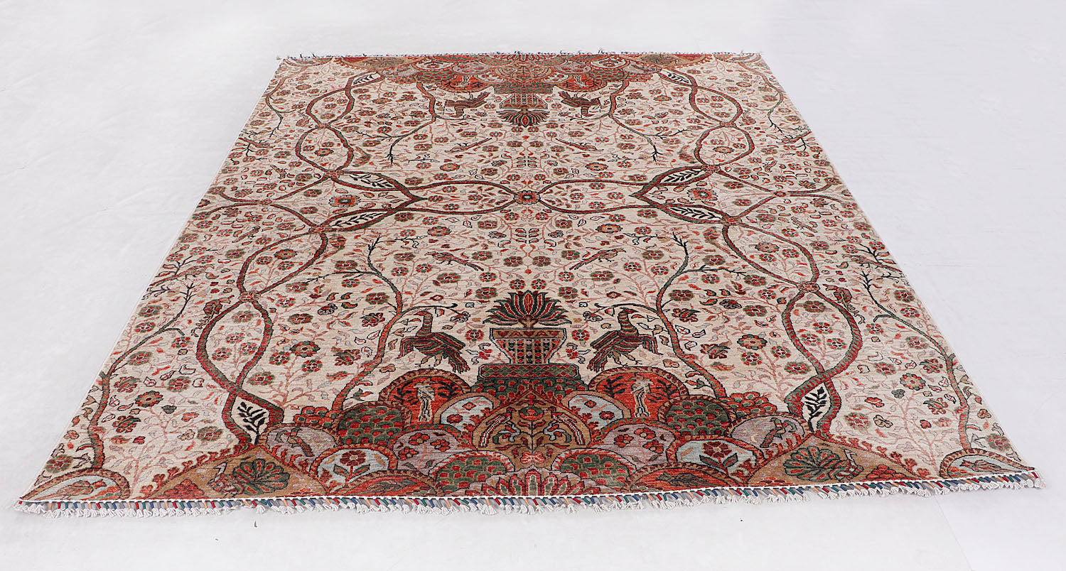 Sultani Persian Hand Knotted Wool Rug Ivory 8' x 10'