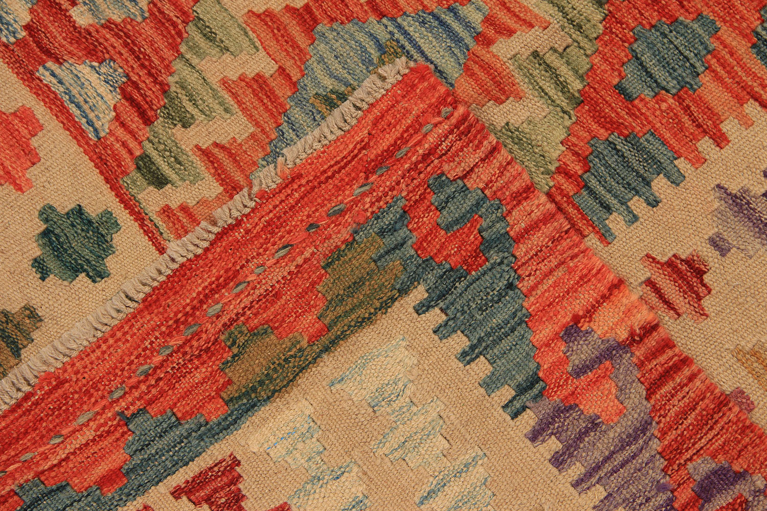 6' 6"X 10'  Multy Handmade Veggie Dye Kilim Rug Rectangular