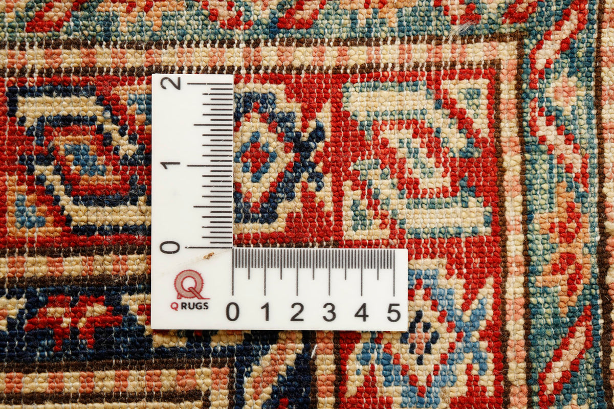 Traditional Ivory Kazak Wool Hand Knotted Runner Large Medallion Pattern