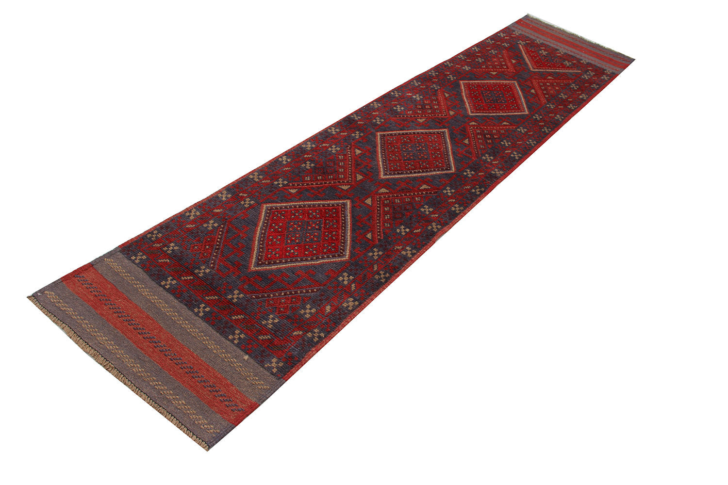2' 6" X 9'  Multy Handmade Mashwani Afghan Rug Runner