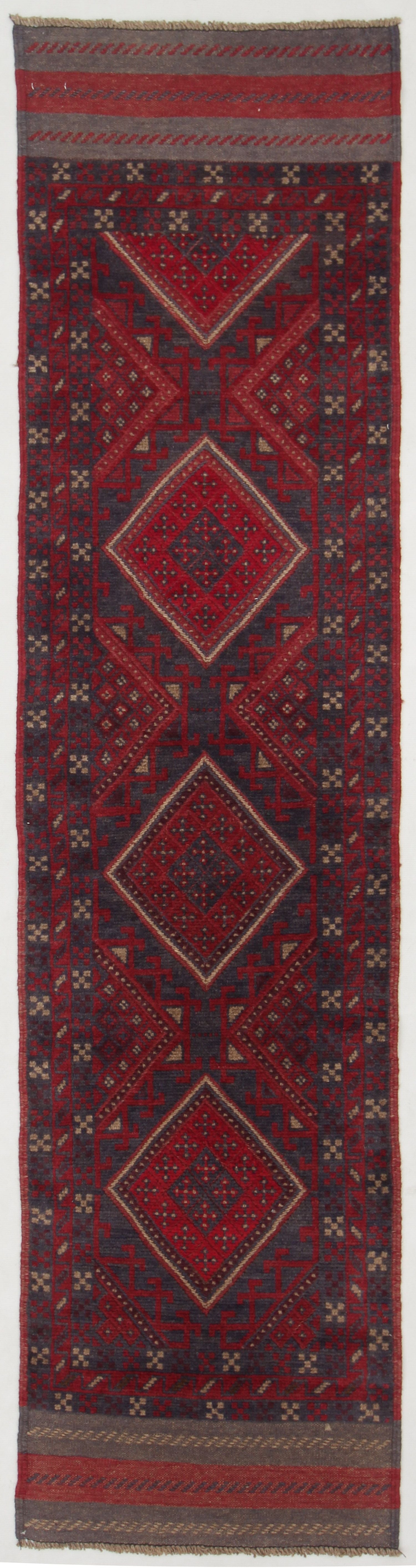 2' 6" X 9'  Multy Handmade Mashwani Afghan Rug Runner