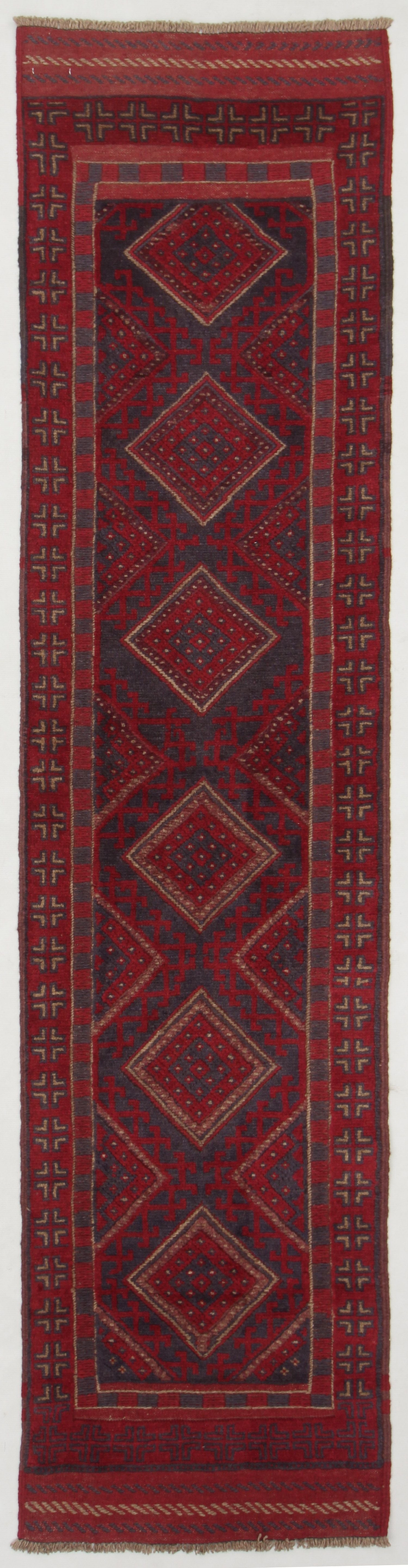 2' 6" X 9'  Multy Handmade Mashwani Afghan Rug Runner