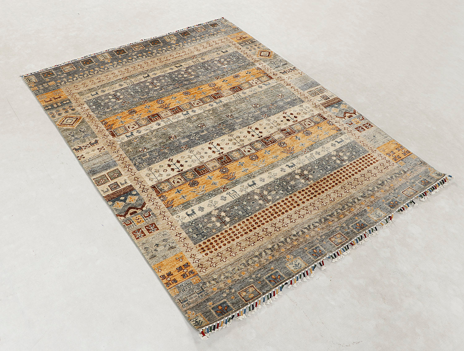 4' 6" x 6' 6  Multi Handmade Persian Rug LORIBAFT Rectangular