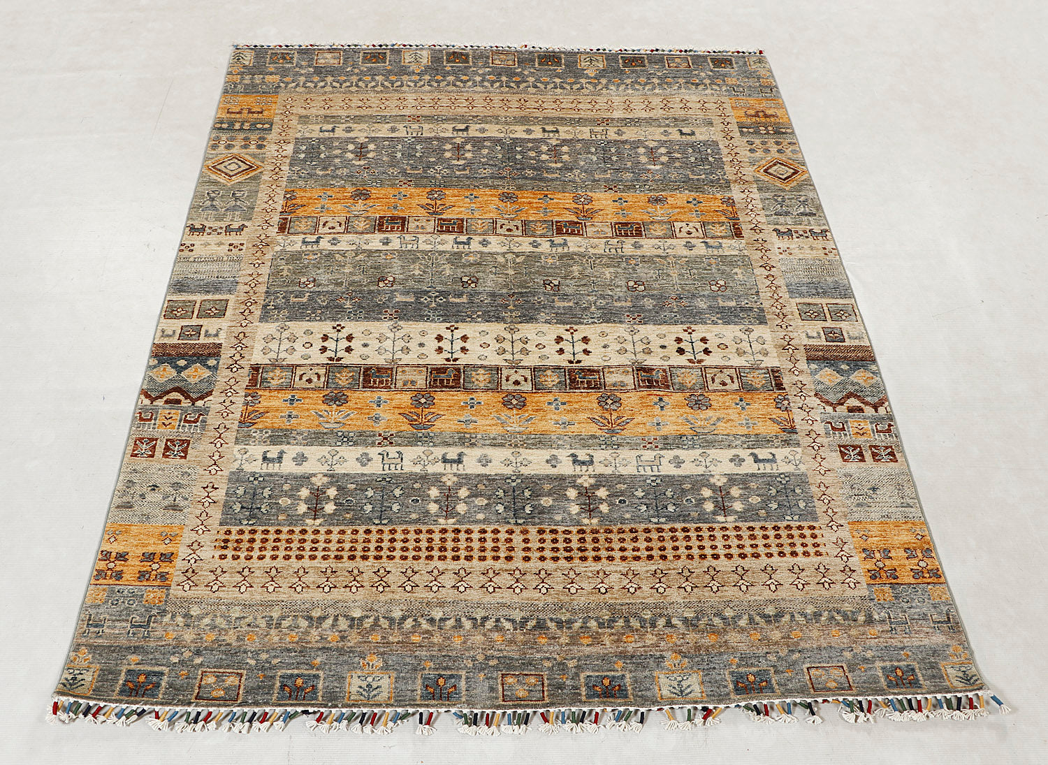 4' 6" x 6' 6  Multi Handmade Persian Rug LORIBAFT Rectangular