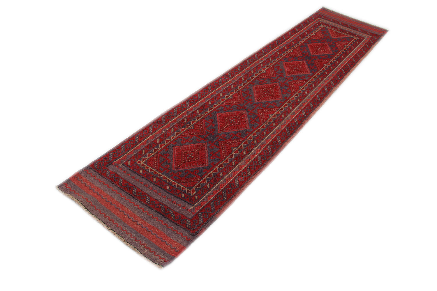 2' 6" X 9'  Multy Handmade Mashwani Afghan Rug Runner