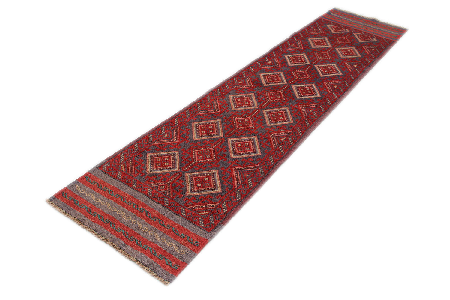 2' 6" X 9'  Multy Handmade Mashwani Afghan Rug Runner