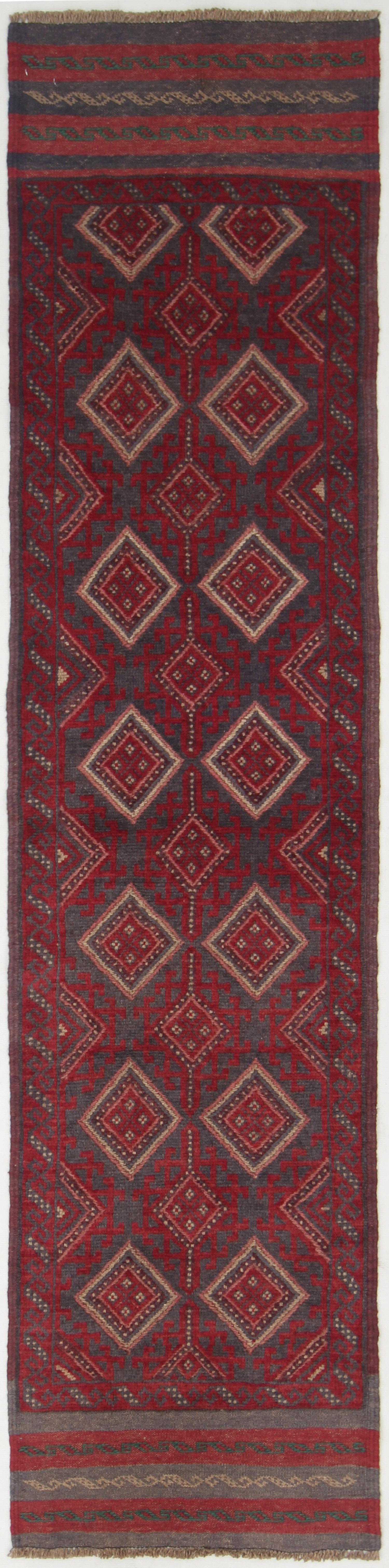 2' 6" X 9'  Multy Handmade Mashwani Afghan Rug Runner