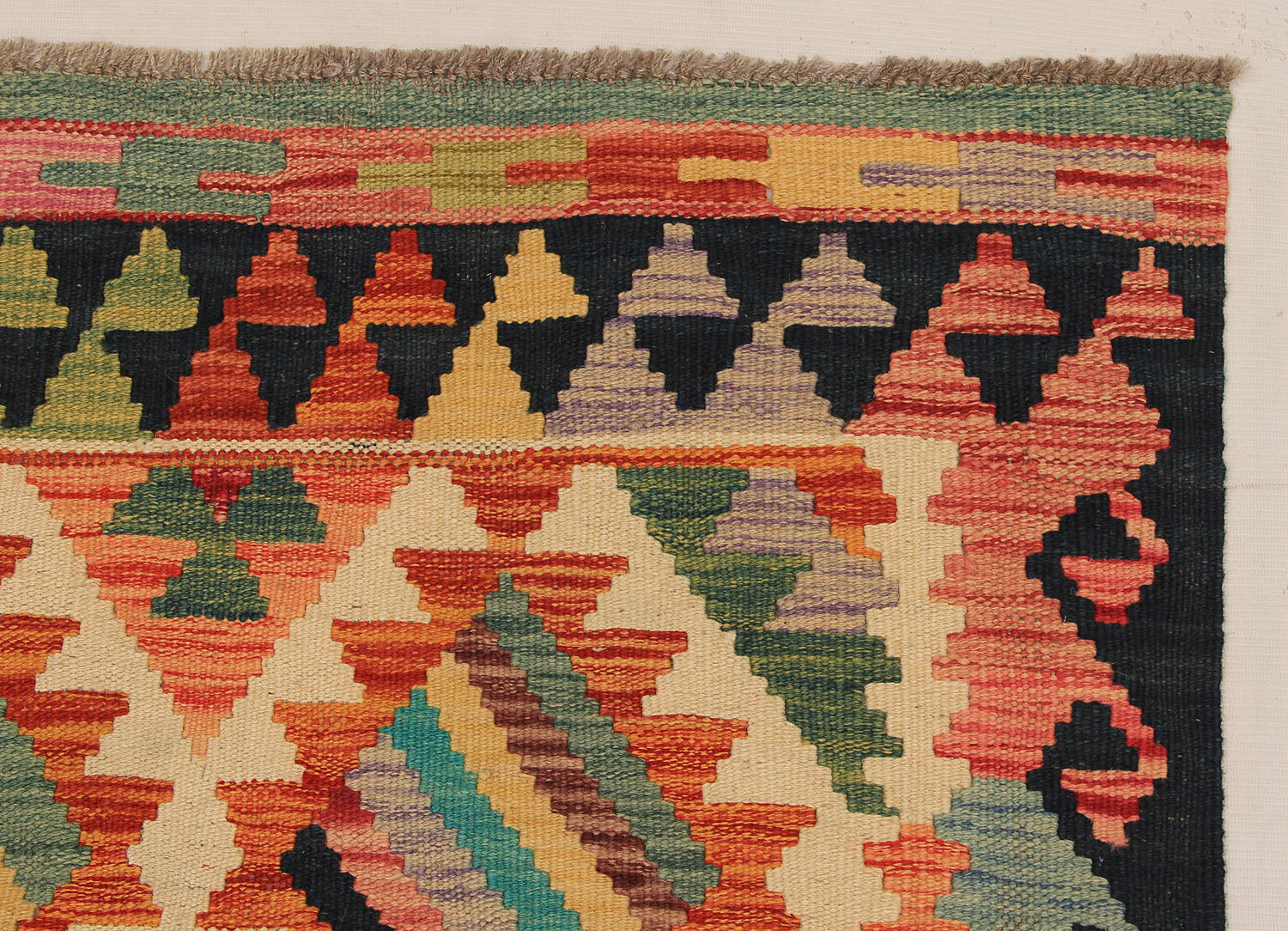 13' X 3' 3"  Multy Handmade Veggie Dye Kilim Rug Runner