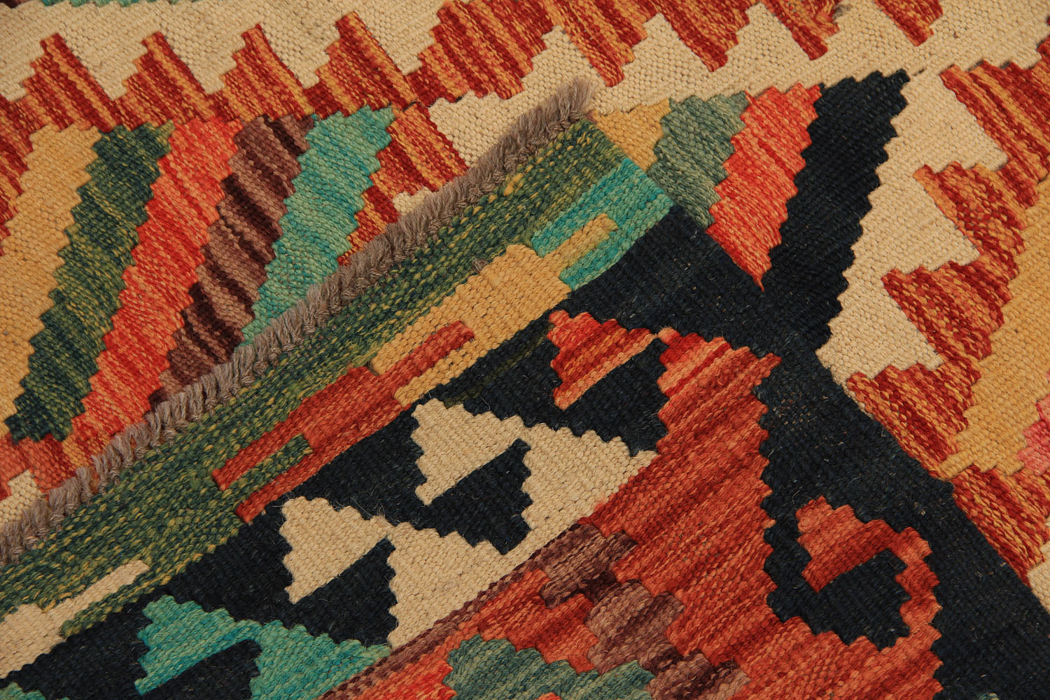 13' X 3' 3"  Multy Handmade Veggie Dye Kilim Rug Runner