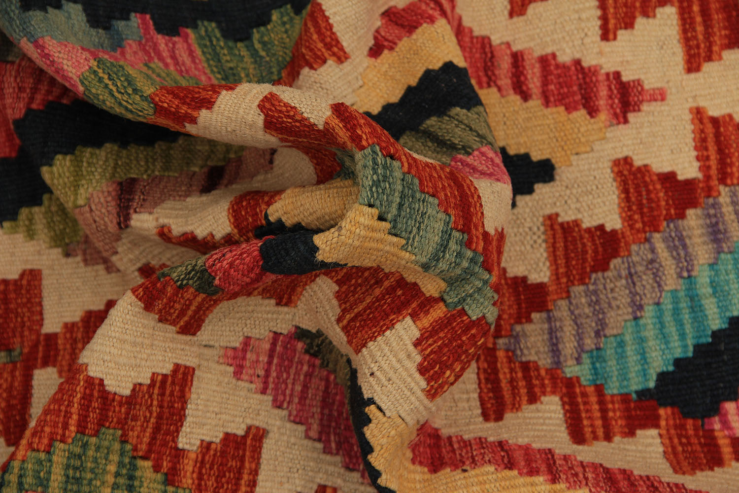 13' X 3' 3"  Multy Handmade Veggie Dye Kilim Rug Runner