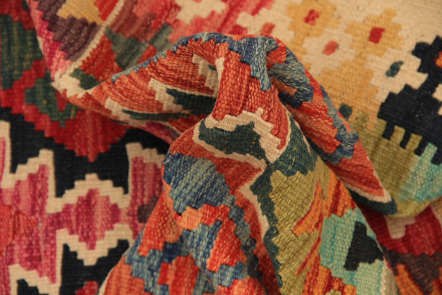 13' X 3' 3"  Multy Handmade Veggie Dye Kilim Rug Runner