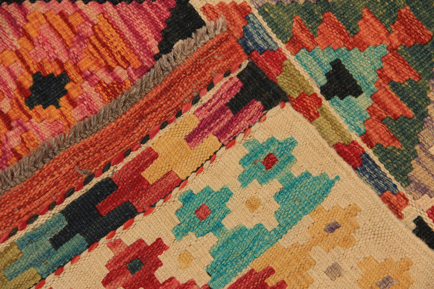 13' X 3' 3"  Multy Handmade Veggie Dye Kilim Rug Runner