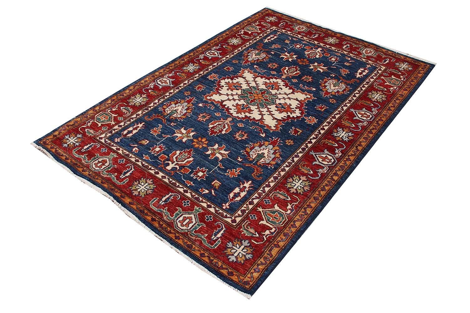 4' x 6' Blue Handmade SUPREME KAZAK Rug Rectangular