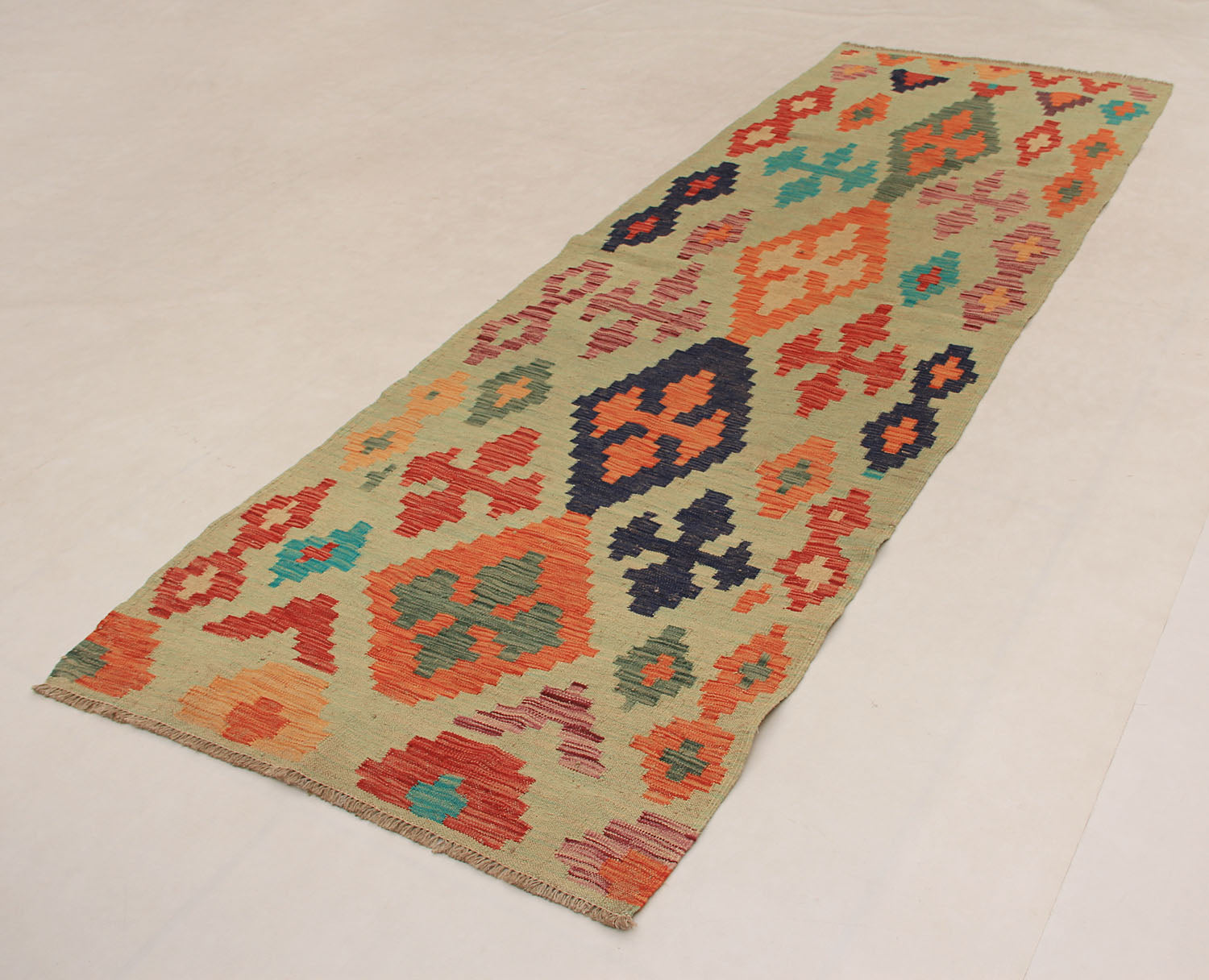 3' X 10'  Multy Handmade Veggie Dye Kilim Rug Runner