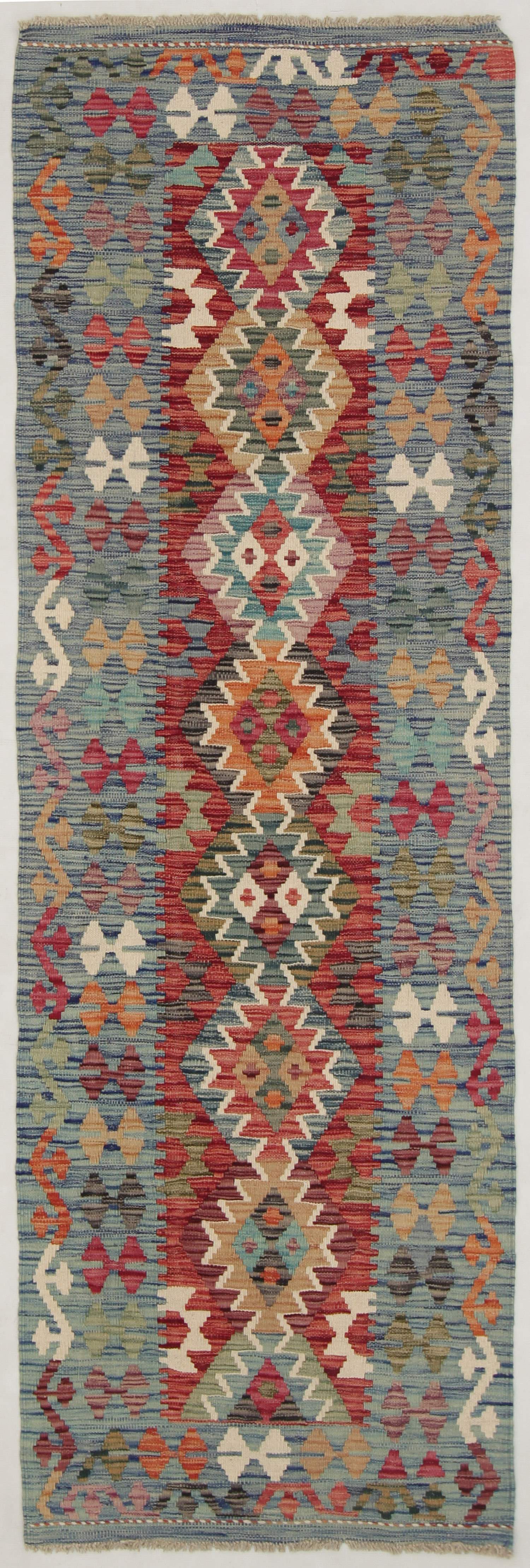 3' X 8'  Multy Handmade Veggie Dye Kilim Rug Runner