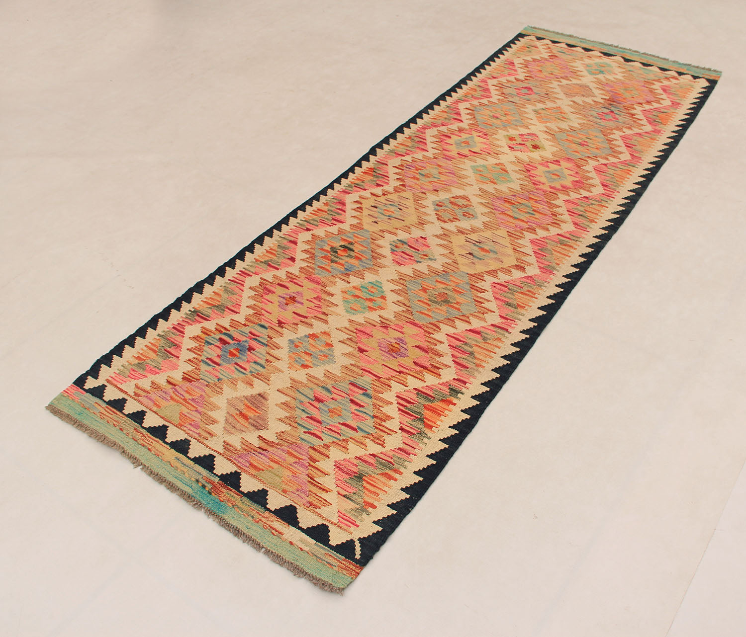 3' X 8'  Multy Handmade Veggie Dye Kilim Rug Runner