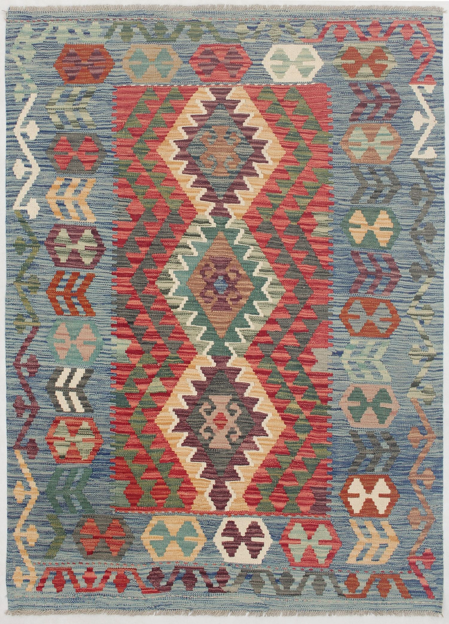 4' x 6'  Multy Handmade Veggie Dye Kilim Rug Rectangular
