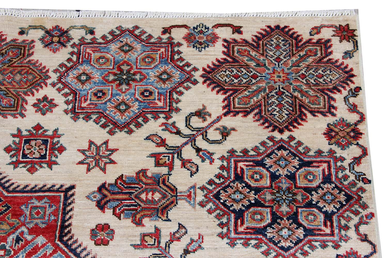 5' 6" X 8'  Ivory Handmade SUPREME KAZAK Rug Rectangular