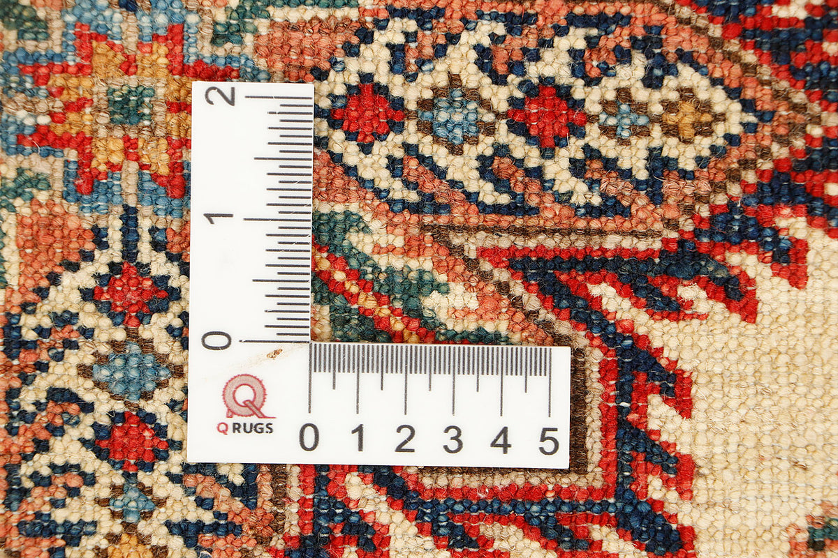 Genuine Ivory Kazak Hand Knotted Wool Rug 5' 6" X 8' Bold Geometric Design
