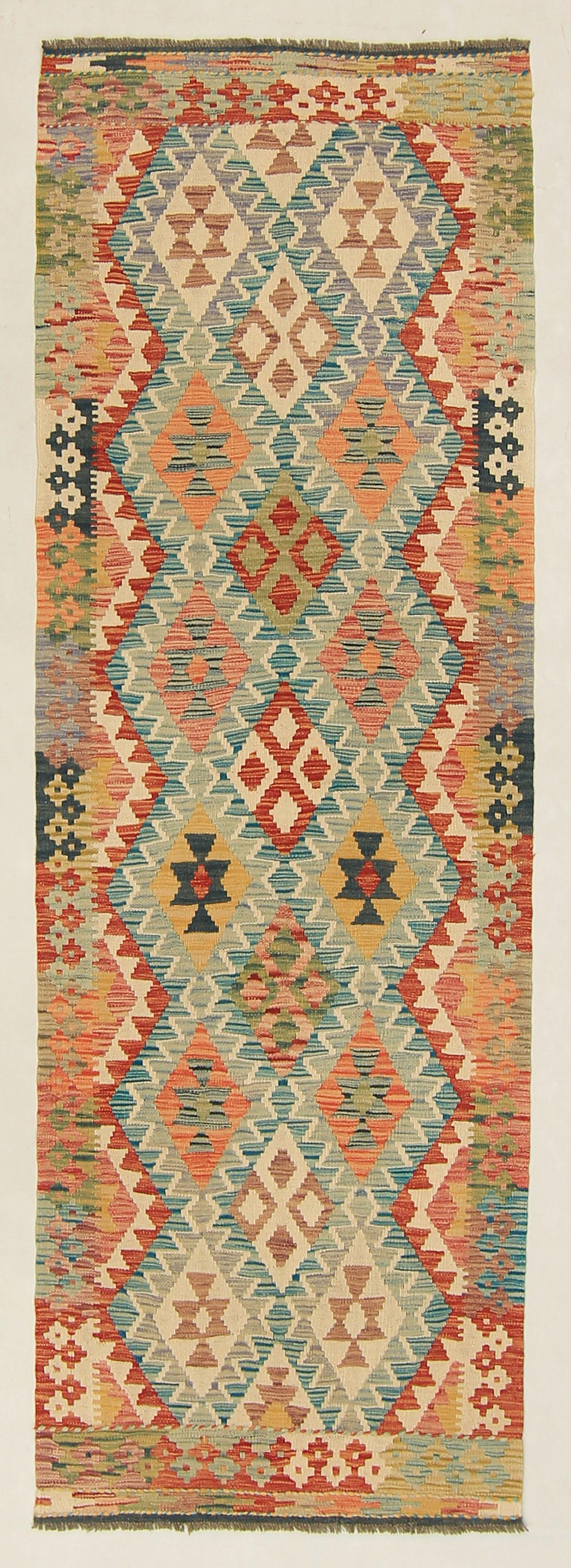 3' X 8'  Multy Handmade Veggie Dye Kilim Rug Runner