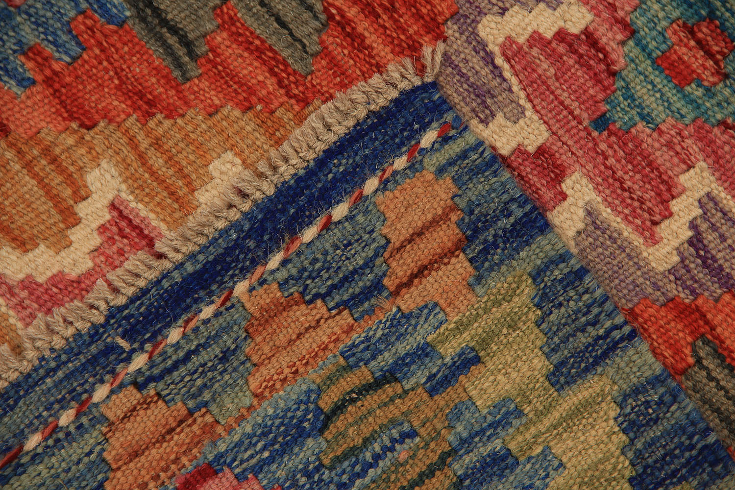 2' 6" X 9'  Multy Handmade Veggie Dye Kilim Rug Runner