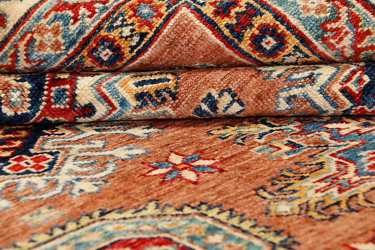 Handmade Brown Kazak Wool Rug 5' 6" X 8' Traditional Tribal Weave