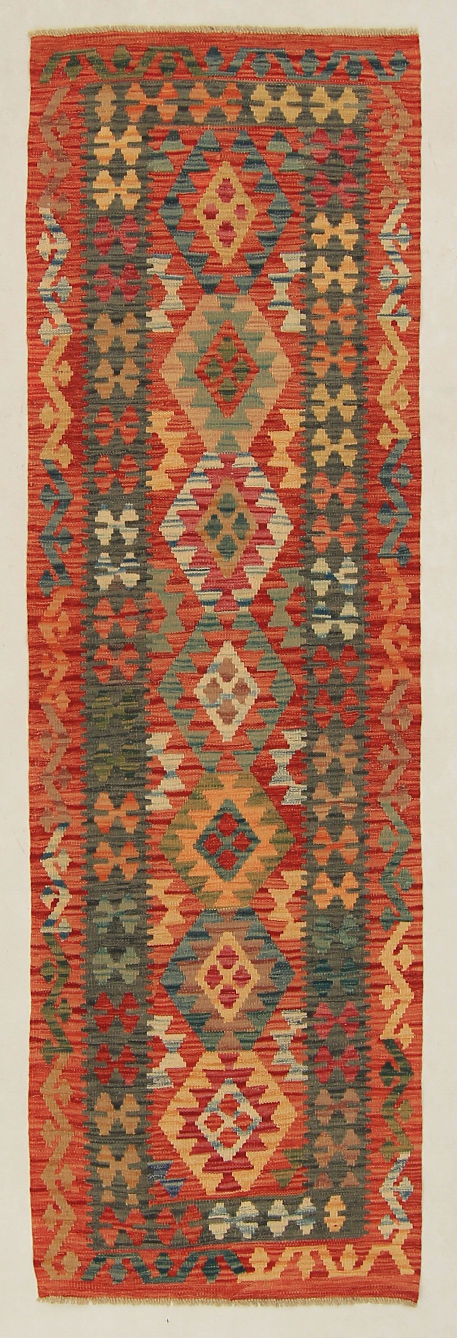 3' X 8'  Multy Handmade Veggie Dye Kilim Rug Runner