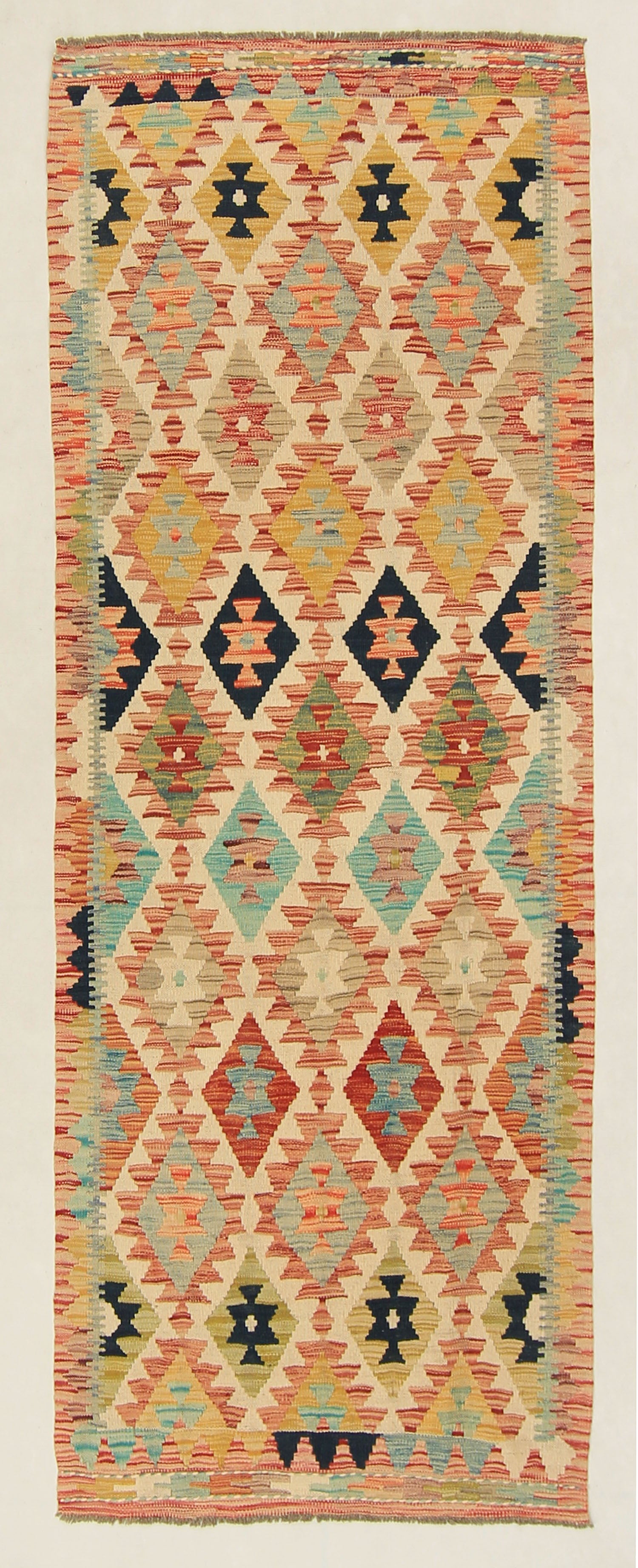 3' X 8'  Multy Handmade Veggie Dye Kilim Rug Runner
