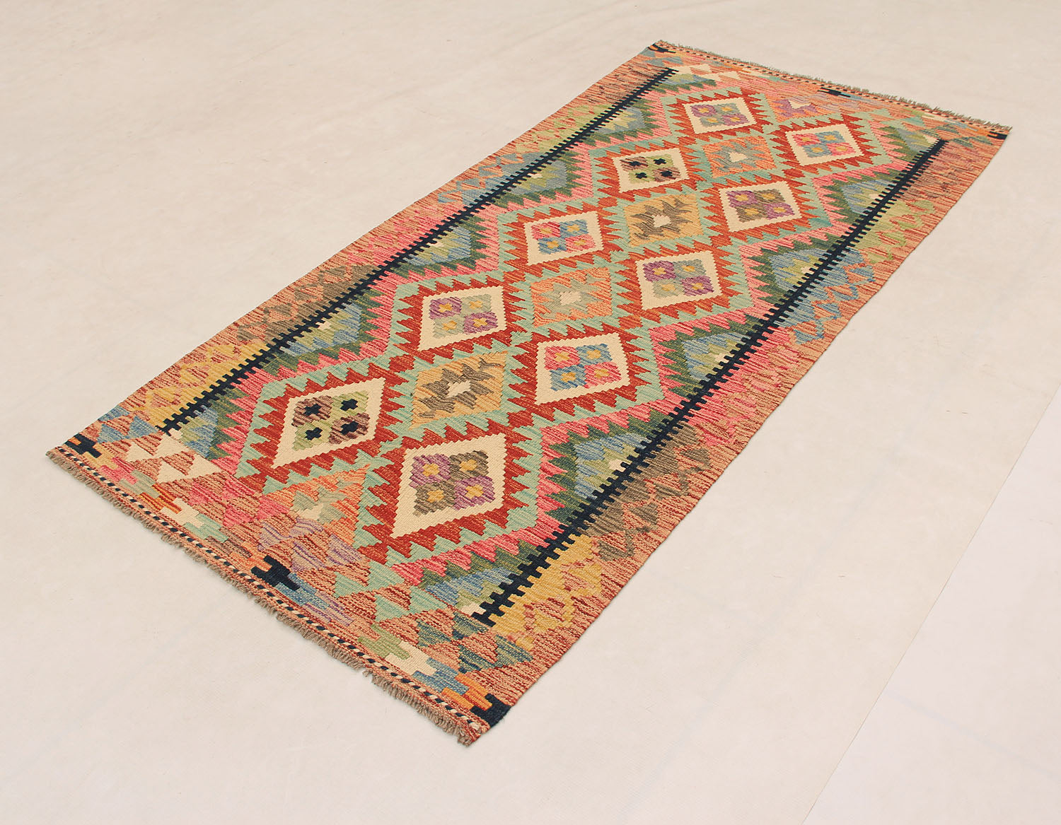Multy Handmade Veggie Dye Kilim Rug Runner