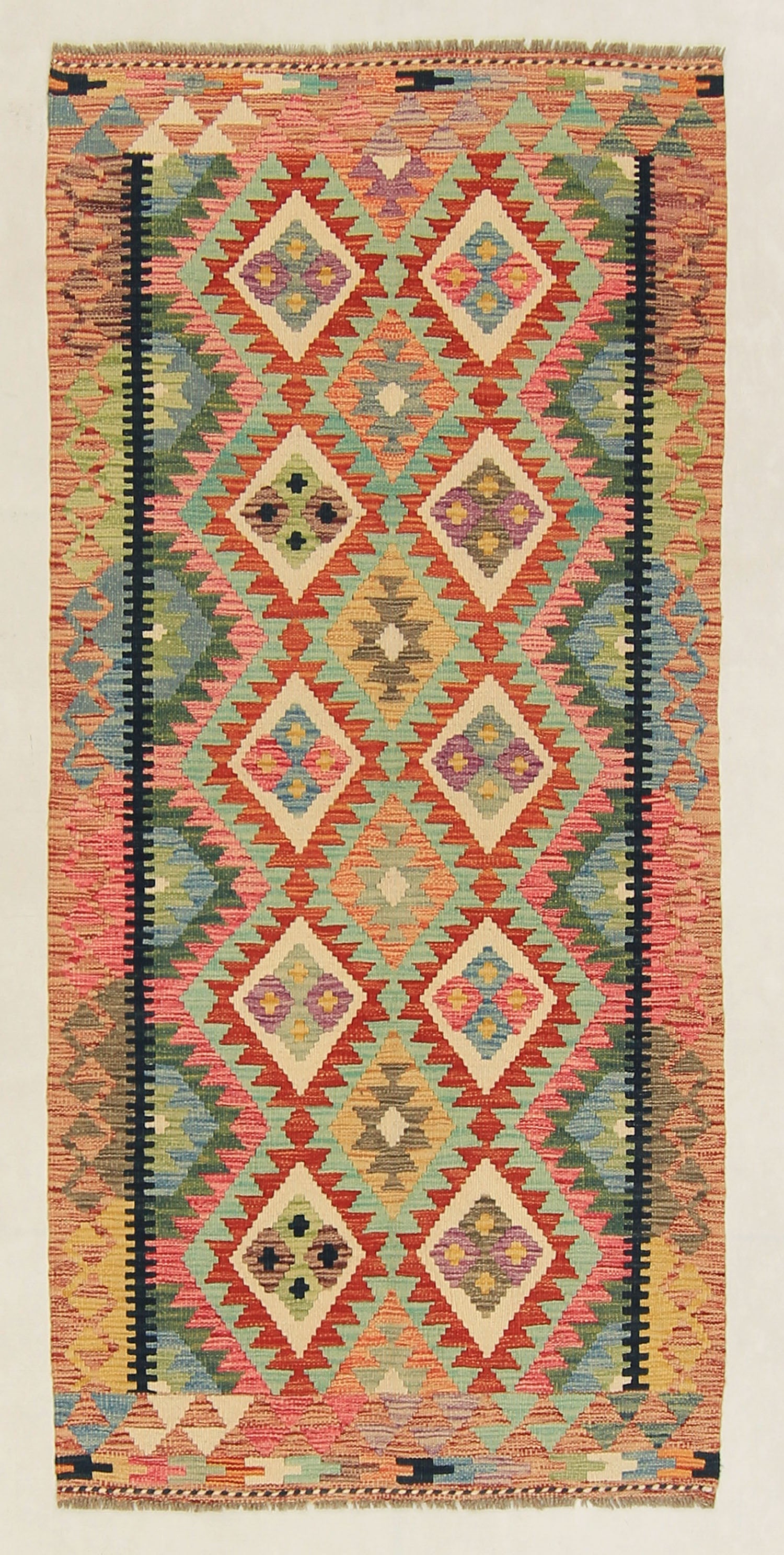 Multy Handmade Veggie Dye Kilim Rug Runner