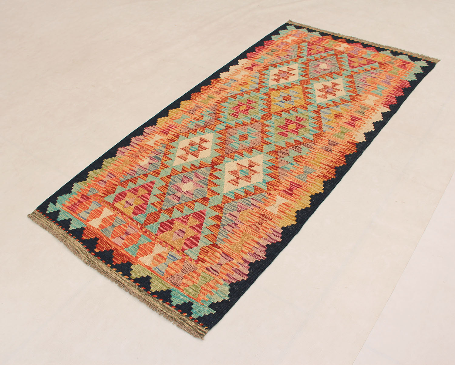 Multy Handmade Veggie Dye Kilim Rug Runner