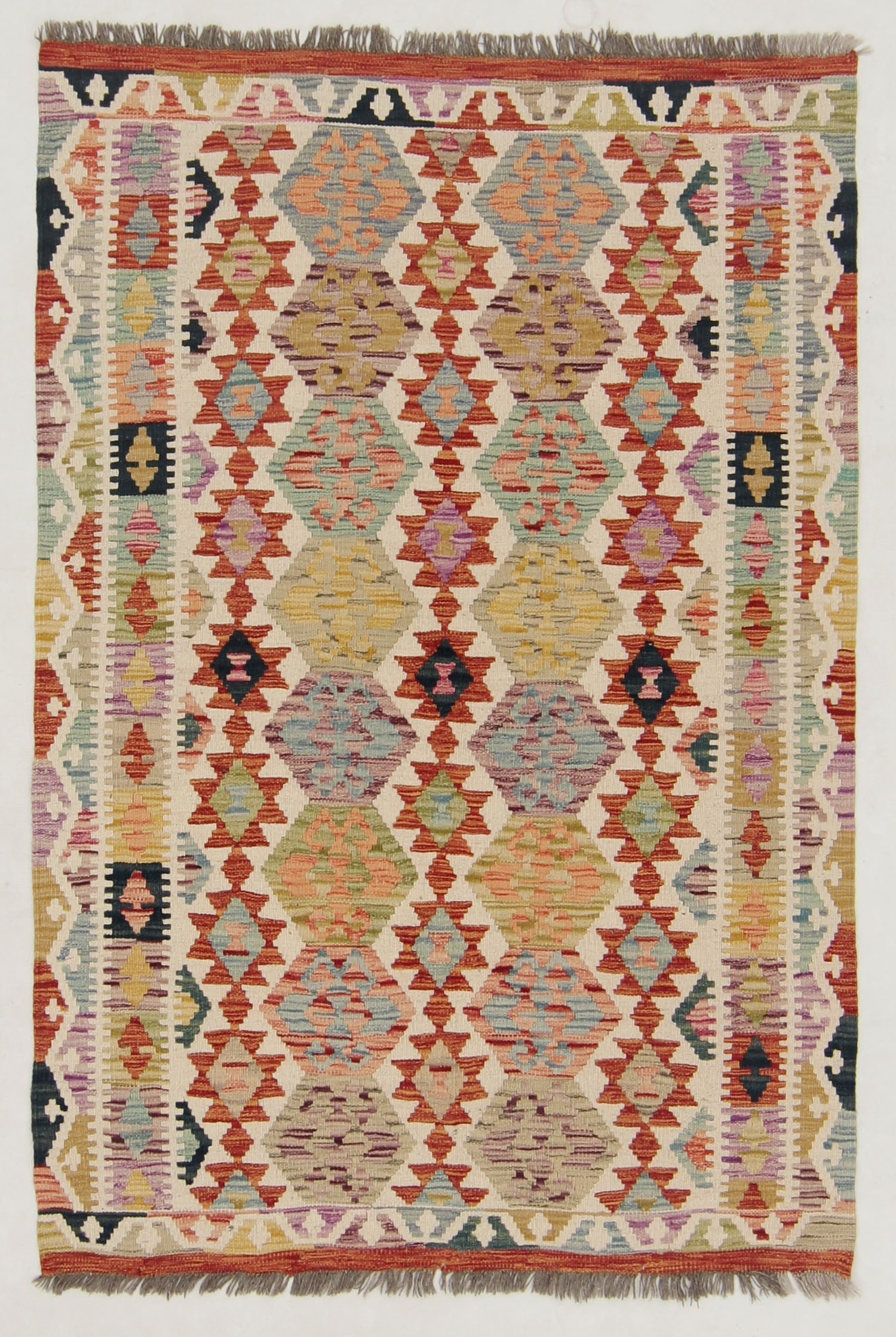 4' x 6'  Multy Handmade Veggie Dye Kilim Rug Rectangular