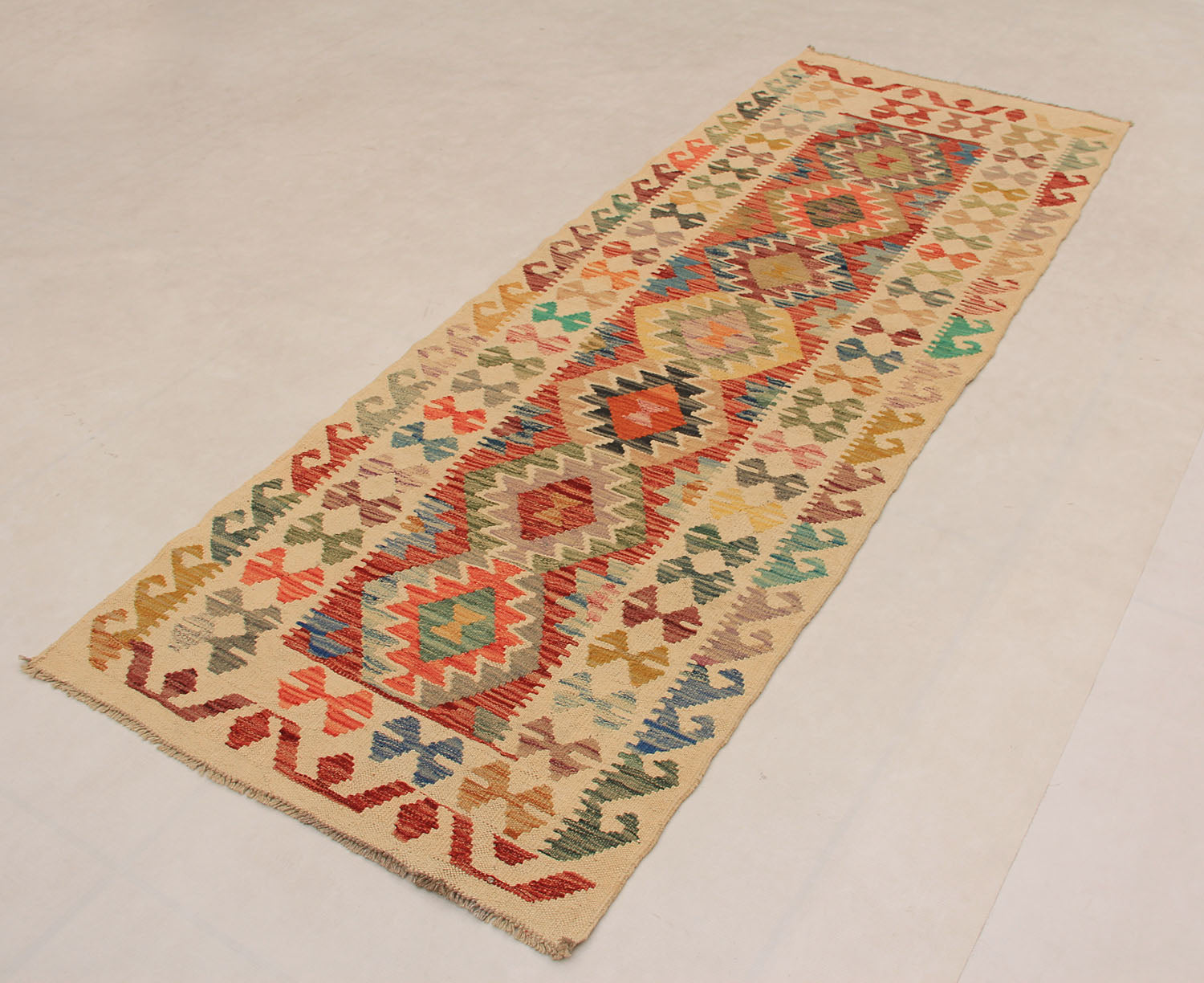 3' X 8'  Multy Handmade Veggie Dye Kilim Rug Runner