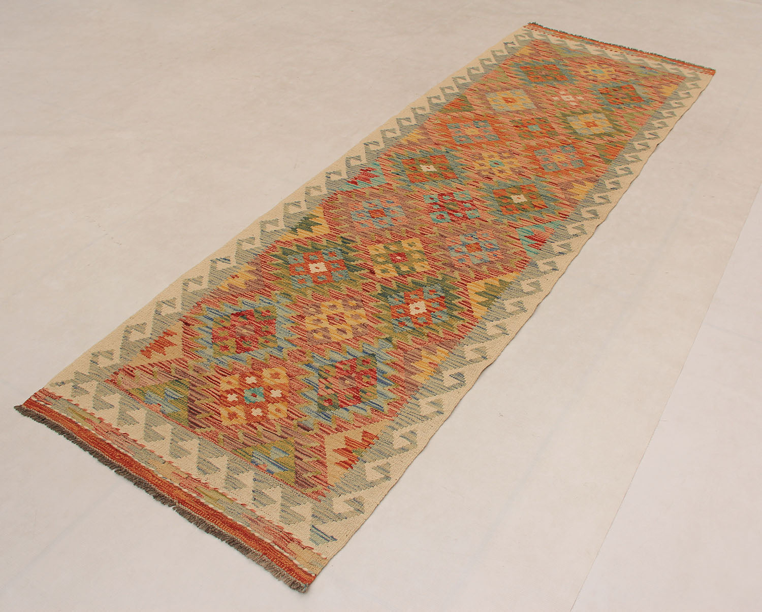 2' 6" X 9'  Multy Handmade Veggie Dye Kilim Rug Runner