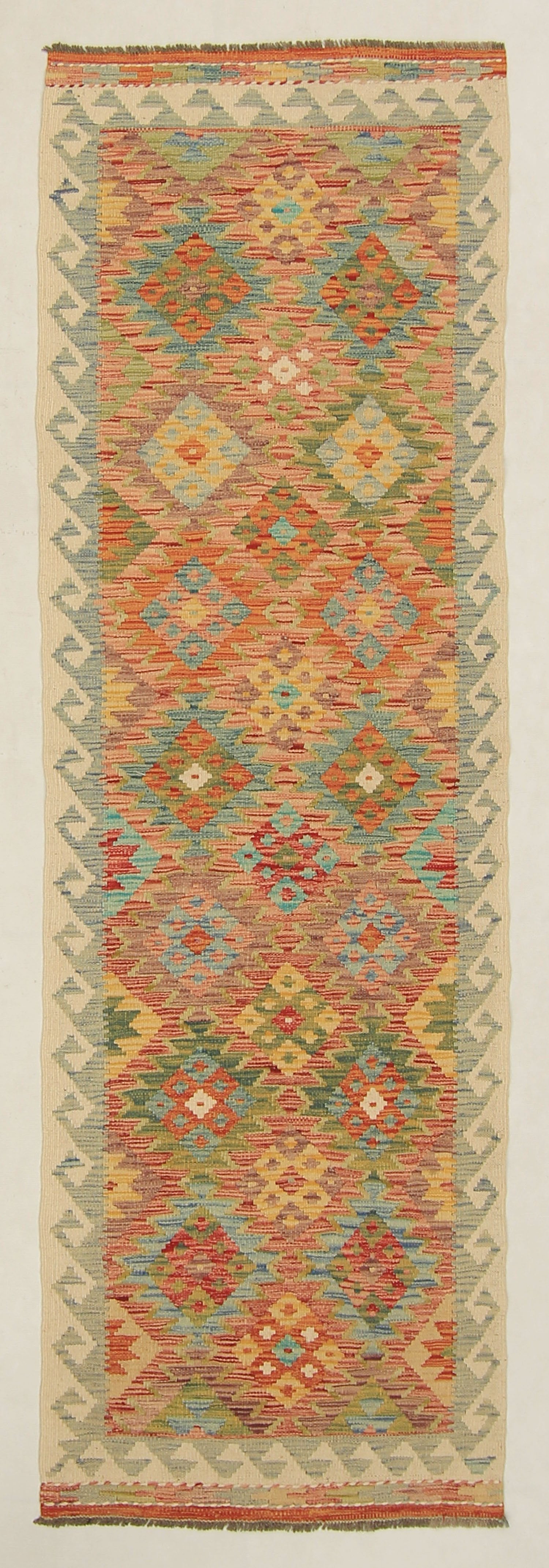 2' 6" X 9'  Multy Handmade Veggie Dye Kilim Rug Runner