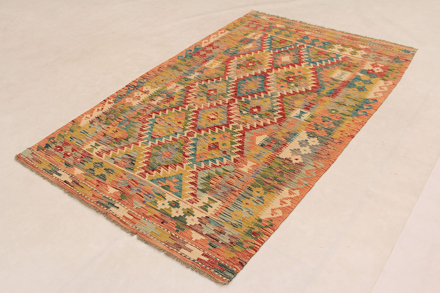 4' 6" x 6' 6  Multy Handmade Veggie Dye Kilim Rug Rectangular