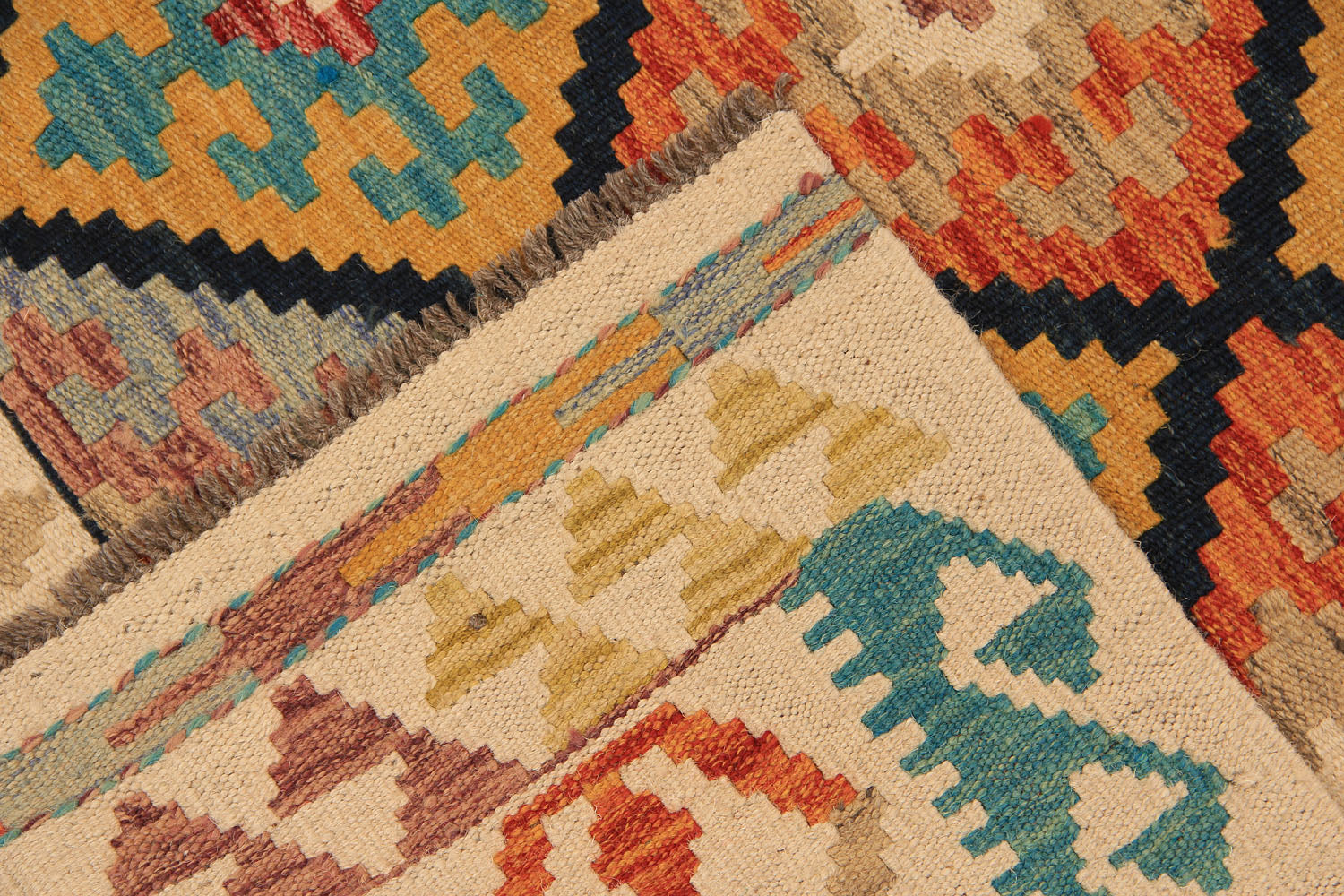 4' 6" x 6' 6  Multy Handmade Veggie Dye Kilim Rug Rectangular
