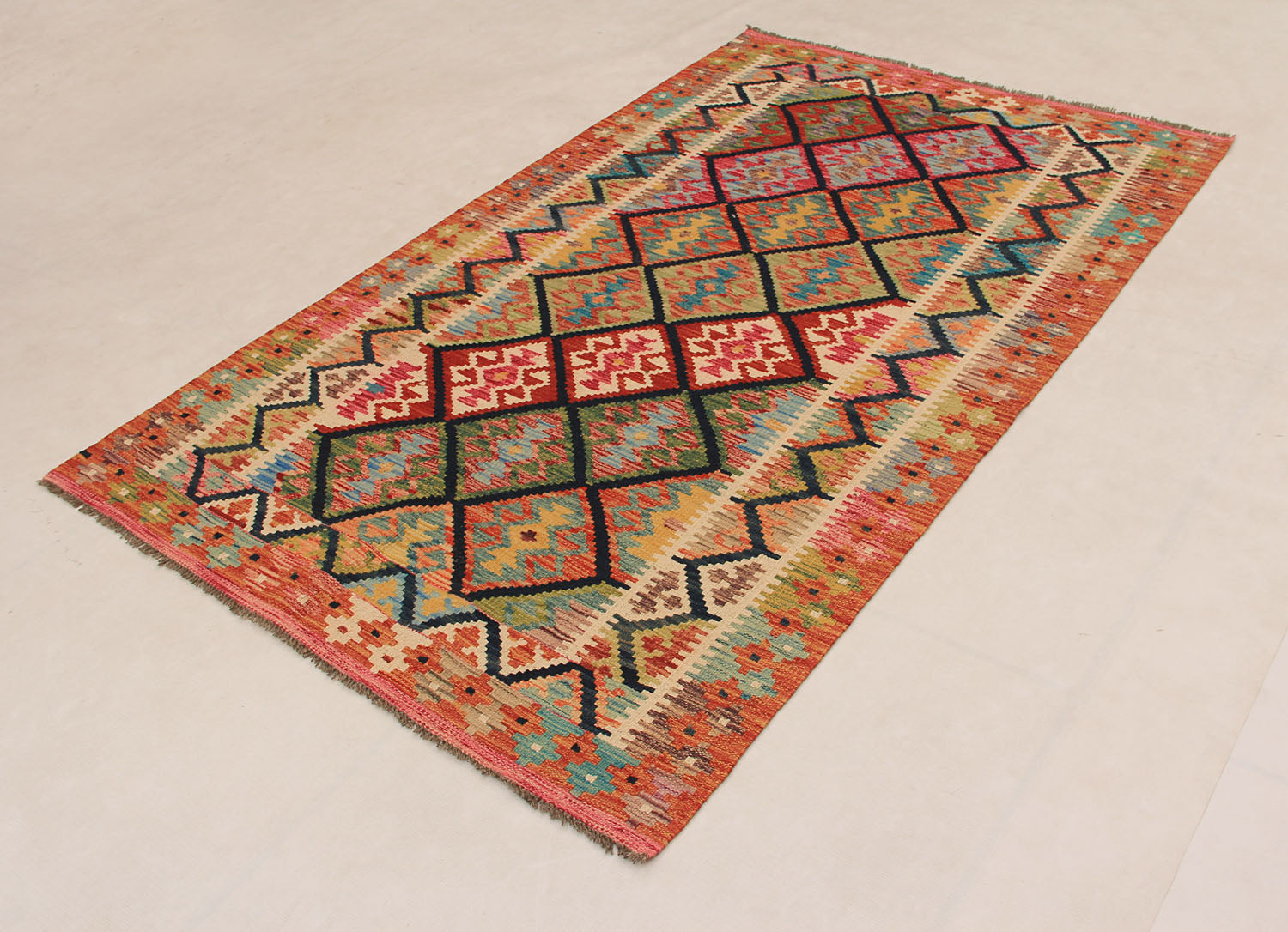 4' x 6'  Multy Handmade Veggie Dye Kilim Rug Rectangular