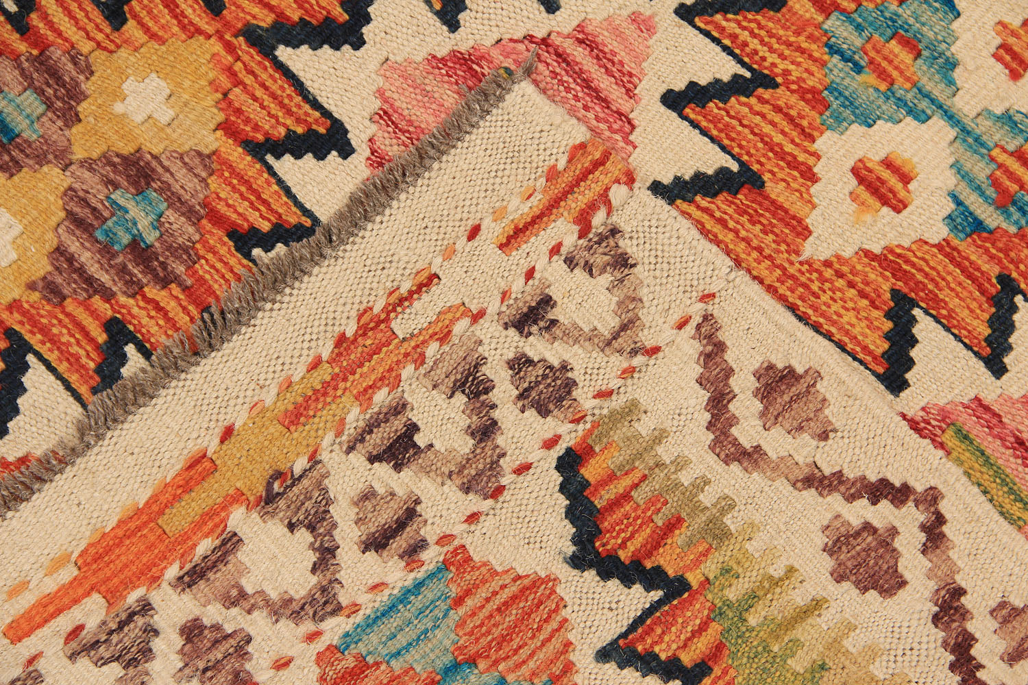4' 6" x 6' 6  Multy Handmade Veggie Dye Kilim Rug Rectangular