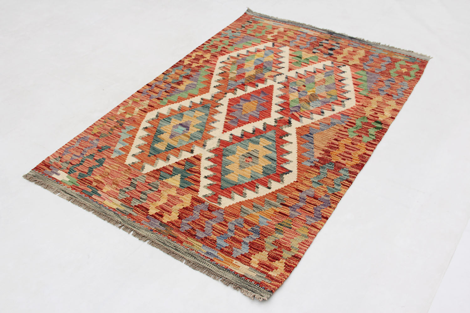 3' X 5'  Multy Handmade Veggie Dye Kilim Rug Rectangular
