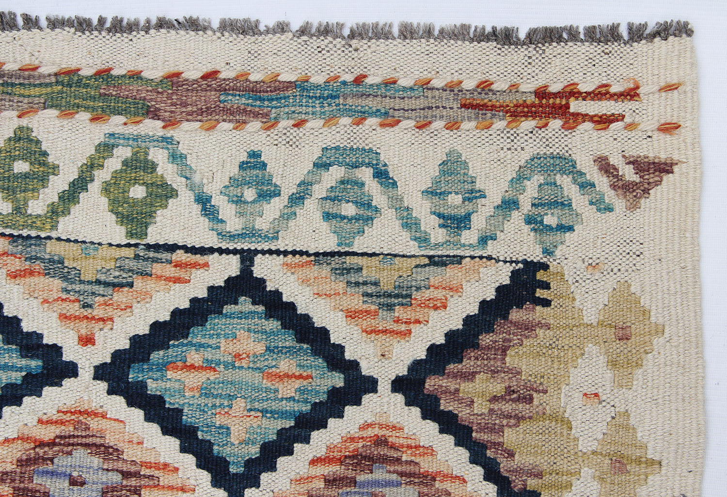 2' 6" X 9'  Multy Handmade Veggie Dye Kilim Rug Runner