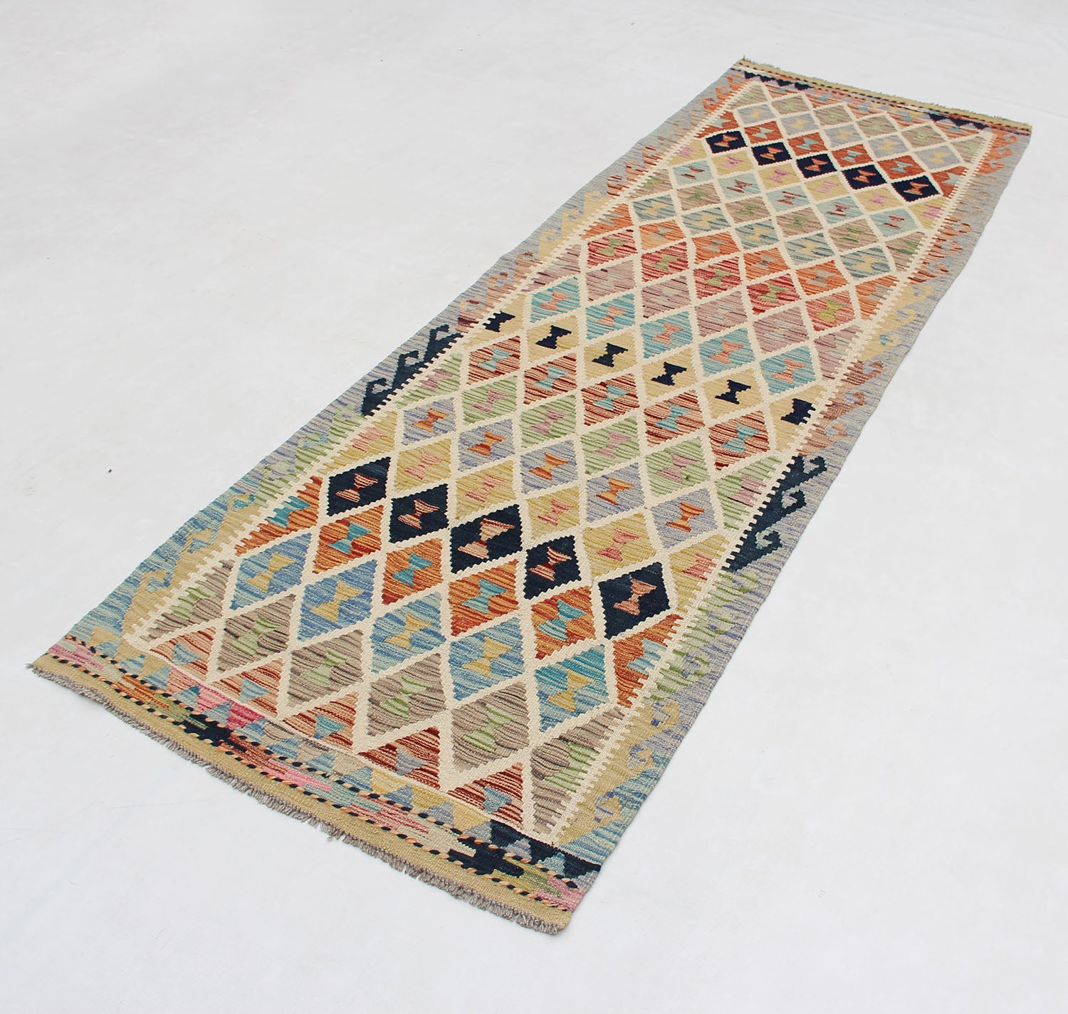 3' X 8'  Multy Handmade Veggie Dye Kilim Rug Runner
