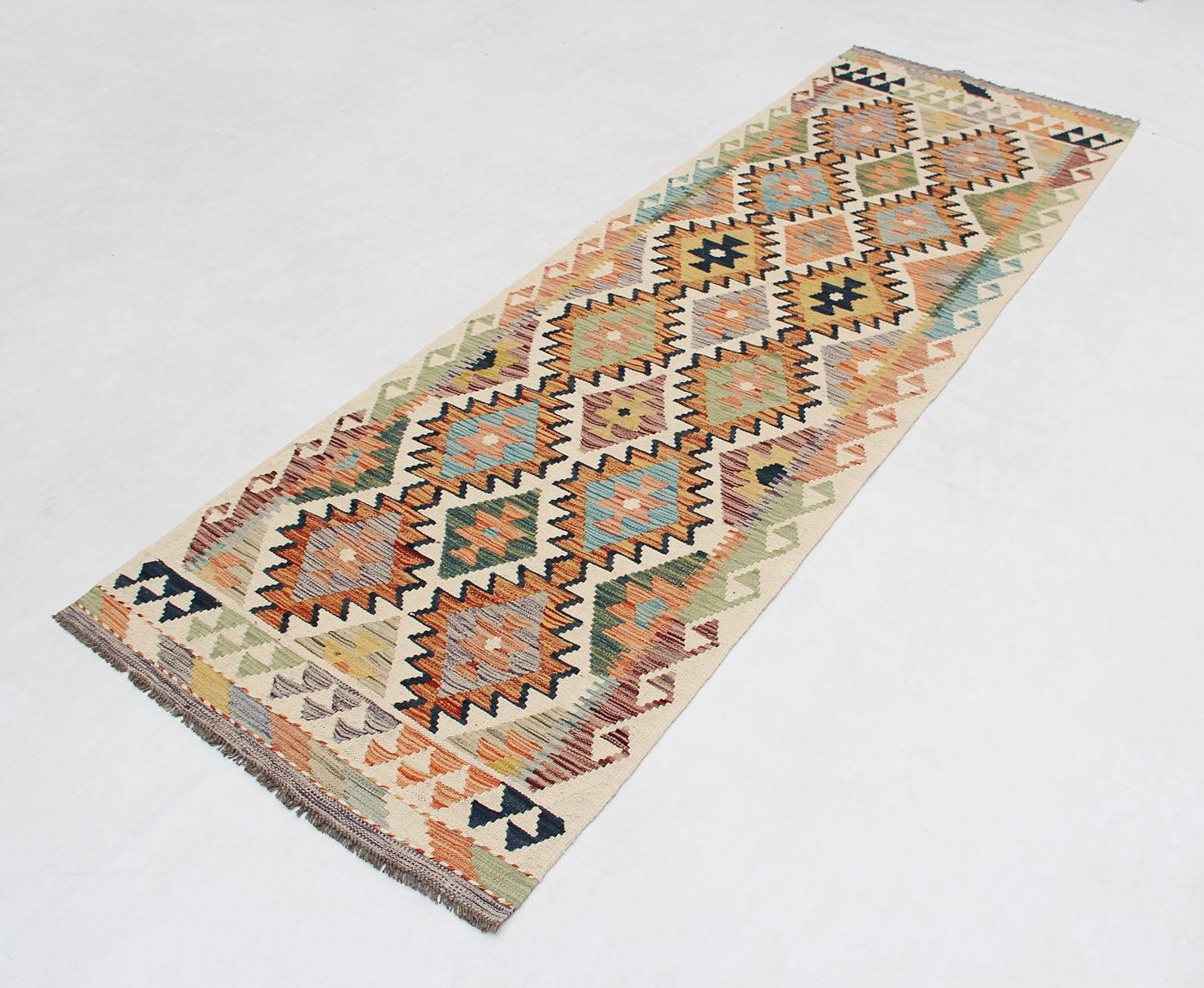 3' X 8'  Multy Handmade Veggie Dye Kilim Rug Runner
