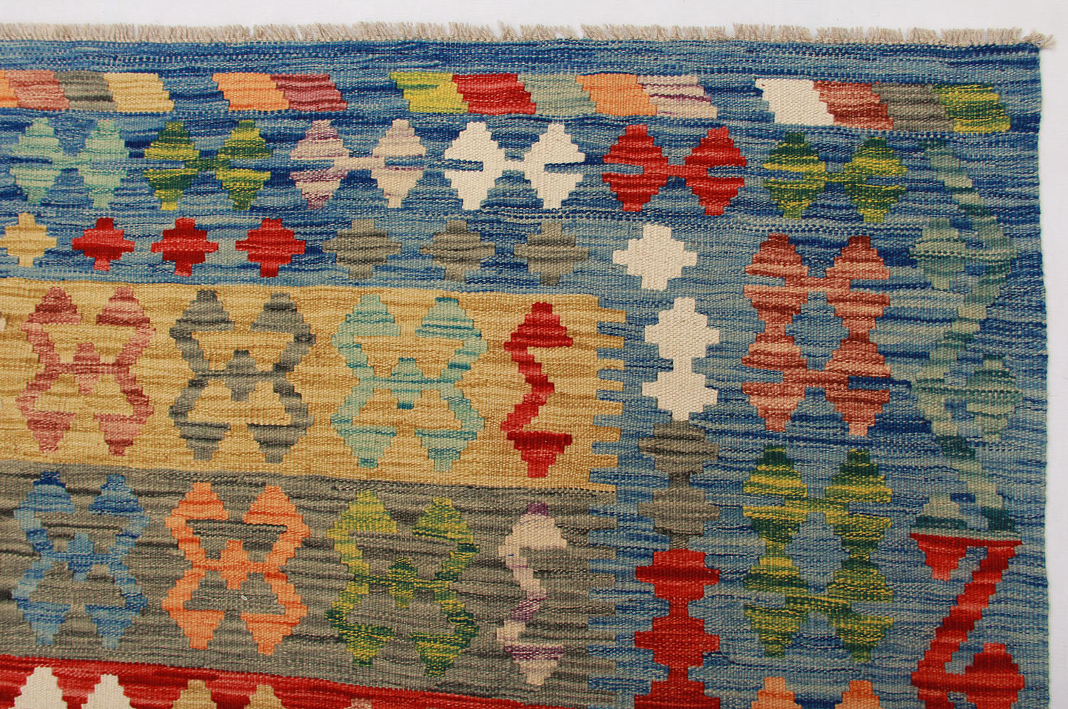 6' 6"X 10'  Multy Handmade Veggie Dye Kilim Rug Rectangular